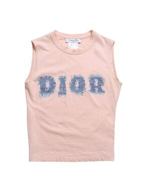 Dior Denim Logo Sleeveless Tank Top Galliano Era 36